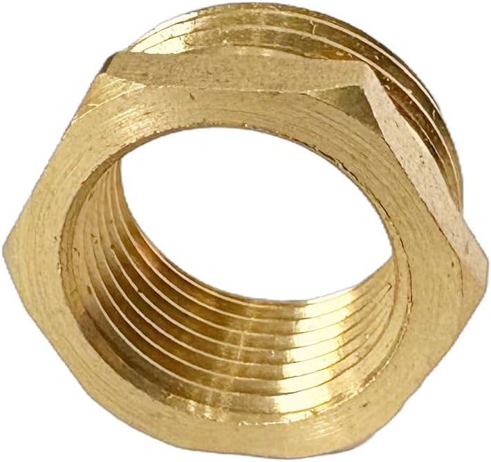 JENSWILL 1/2" NPT Male x 3/8" NPT Female Brass Reducer Hex Bushing Threaded Pipe Fitting Reducing Adapter Pack of 2 - Image 5
